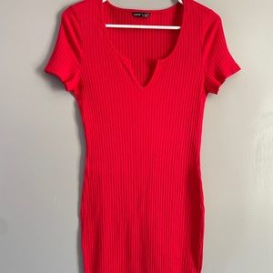 Ribbed Red Dress